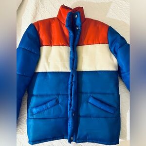 Stranger Things Red White and Blue Puffer Jacket - S